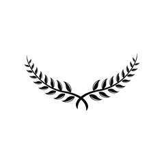 Laurel Leaf crown branch black logo icon design vector illustration
