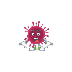 A mascot design of COVID19 making a surprised gesture