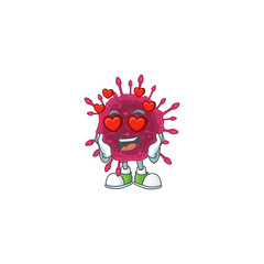 Romantic COVID19 cartoon character with a falling in love face
