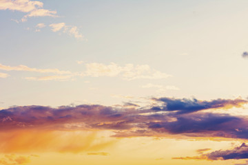 Fototapeta na wymiar Beautiful sky at sunset with clouds, copy space
