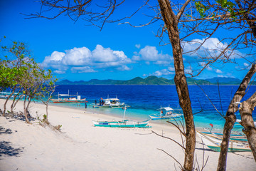 Paradise island scenery. Black (Malajon) island, Coron, Philippines.