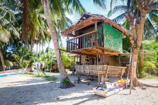 Bamboo hut on the beach. Coron island, Philippines
