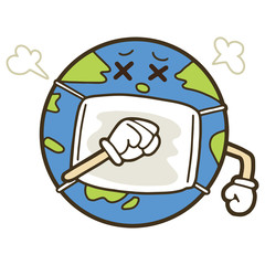 病気になった地球のイラスト　SDGs