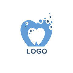 Logo tooth for dentistry in flat style.