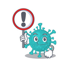 Cheerful cartoon style of corona zygote virus holding a sign