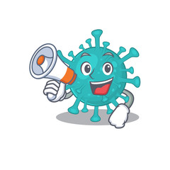 An icon of corona zygote virus holding a megaphone