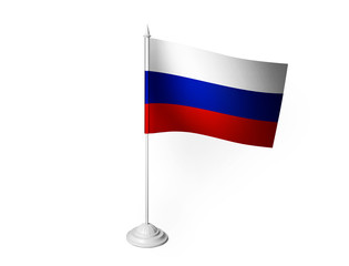 World desk flag waving 3D rendering isolated white background 