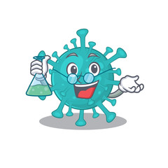 Smart Professor of corona zygote virus mascot design holding a glass tube