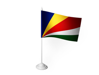 World desk flag waving 3D rendering isolated white background 