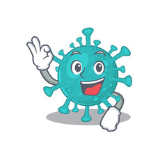 Corona zygote virus cartoon character design style making an Okay gesture