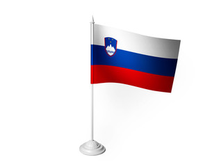 World desk flag waving 3D rendering isolated white background 
