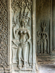 Apsaras d'un des temples d'Angkor - Cambodge.