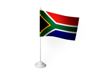 World desk flag waving 3D rendering isolated white background 