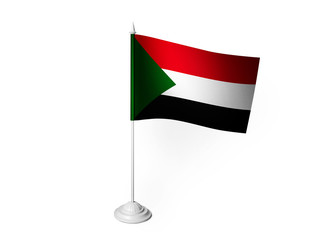 World desk flag waving 3D rendering isolated white background 
