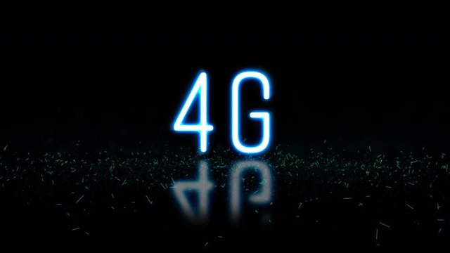 4G neon with sparkling light signage random opening. footage typographic title for mobile technology and network.