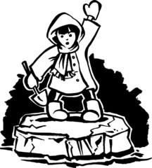 child in danger on an ice floe on the high seas