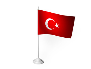 World desk flag waving 3D rendering isolated white background 