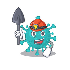 Cool miner worker of corona zygote virus cartoon character design