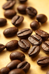 coffee beans on wooden background