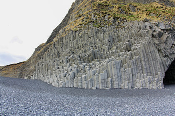 Basalt column formation in Iceland. Background