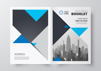 Booklet design template blue triangle cover brochure