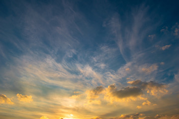 Naklejka na ściany i meble blue sky and clouds at sunset background
