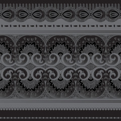 Seamless pattern, background with traditional paisley. Floral vector illustration in damask style. Vector illustration in black colors..