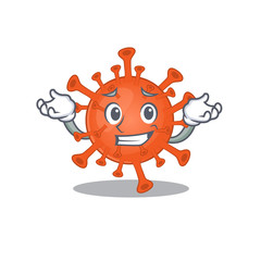 Happy face of deadly corona virus mascot cartoon style