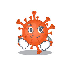 Funny deadly corona virus mascot character showing confident gesture