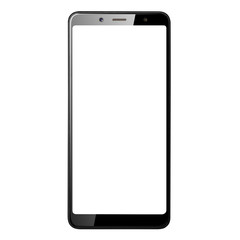 Black smartphone, isolated on white background