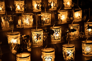 candles for sale in christmas market