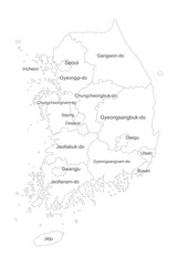 South korea detailed map with name labels. Perfect for business concepts, backgrounds, backdrop, poster, sticker, banner, label and wallpaper.
