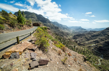 Fototapeta na wymiar Twisted road from the mointains - Gran Canaria