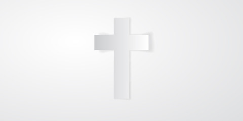 Cristian paper cross icon over white background, vector illustration