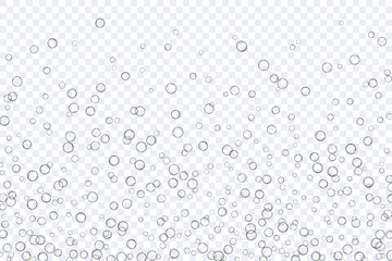 Air bubbles, oxygen, champagne crystal clear, isolated on a transparent background of modern design. Vector illustration of EPS 10.