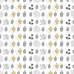 Seamless abstract geometric pattern with natural elements.