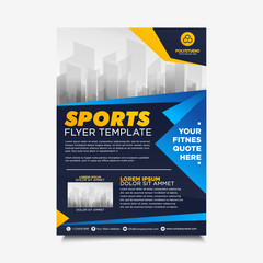 Business Fitness Flyer brochure blue orange