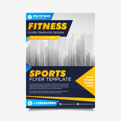 Business Fitness Flyer brochure blue orange