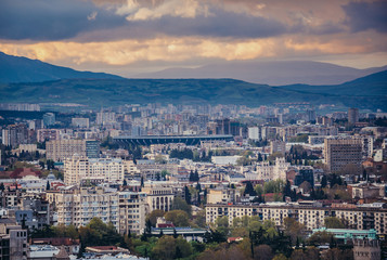 Fototapeta na wymiar Aerial view on Tbilisi, Georgia