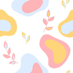 vector yelloe rose pink blue abstract floral seamless repeat design child cute simple pattern on white