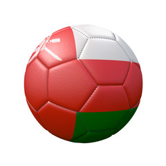 Soccer ball in flag colors isolated on white background. Oman. 3D image