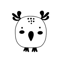 Cute cartoon animal vector illustration. Abstract icon for baby posters, art prints, fashion apparel or stickers. Bird logo