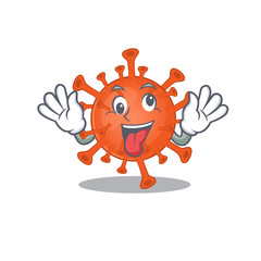 A picture of crazy face deadly corona virus mascot design style