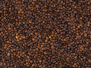 Roasted Thai coffee beans texture background