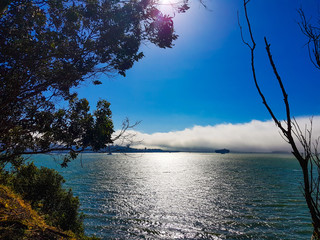 Fog over San francisco. View of landscape. 