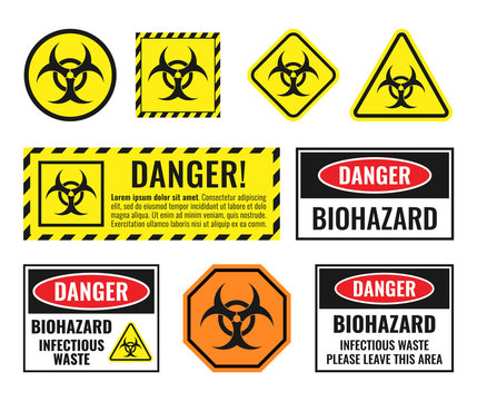 biohazard warning sign set, biological hazard danger icons