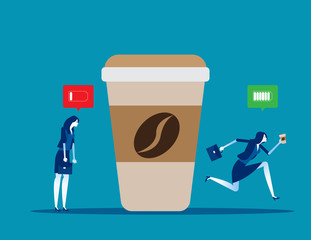 Depressed office worker and emotional burnout. Coffee break