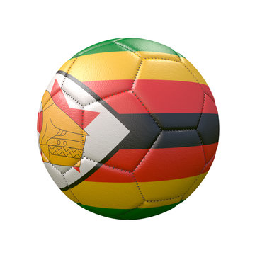Soccer ball in flag colors isolated on white background. Zimbabwe. 3D image