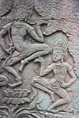 Fototapeta na wymiar World Heritage Site Ancient Temples Angkor Wat, Cambodia Murals, Stone Buildings and Sculptures