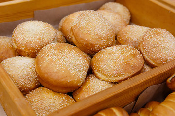 sesame seeds on a shelf or display case